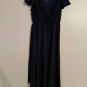 ModCloth belted black and navy maxi dress